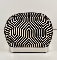 Vintage Karl Springer Pouf in Schumacher Vandebuilt Velvet
