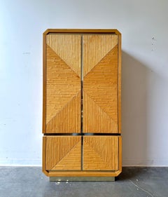 Vintage Karl Springer style pencil reed highboy dresser