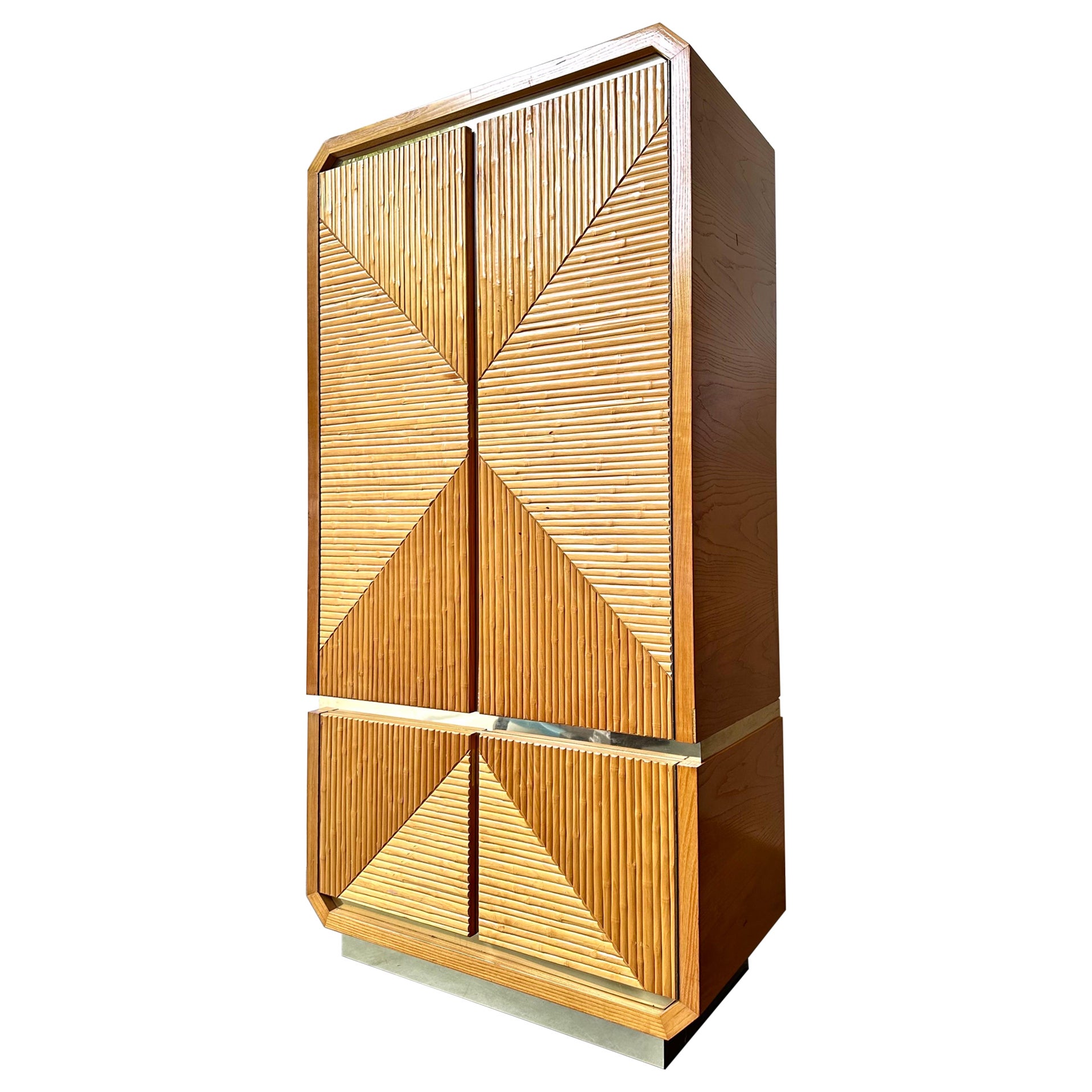 Vintage Karl Springer style pencil reed highboy dresser
