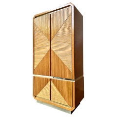 Vintage Karl Springer style pencil reed highboy dresser