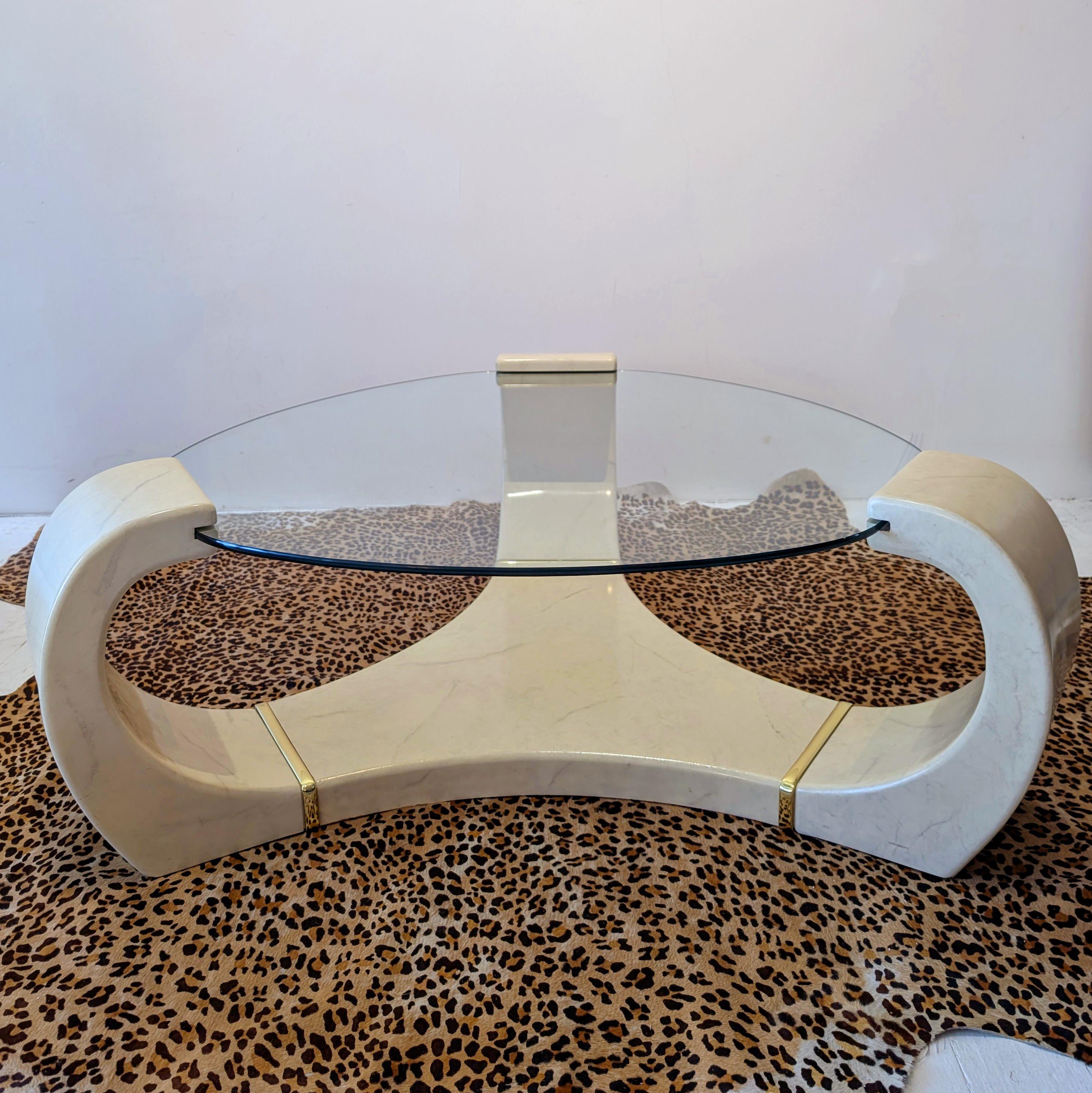Postmoderne Table basse laquée postmoderne de style Karl Springer en vente