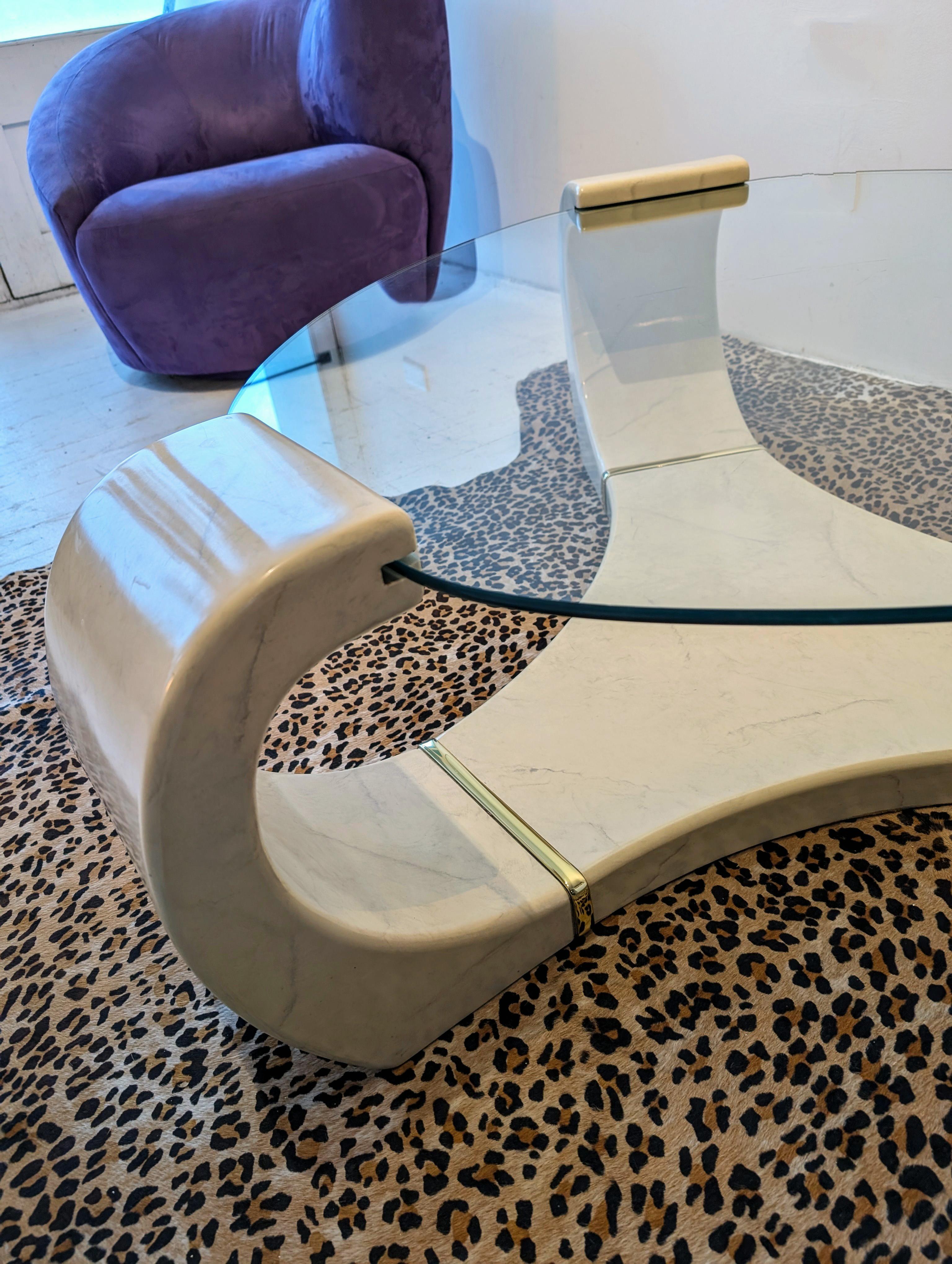 Métal Table basse laquée postmoderne de style Karl Springer en vente