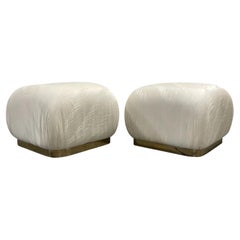 Vintage Karl Springer Style Souffle Ottomans - a Pair