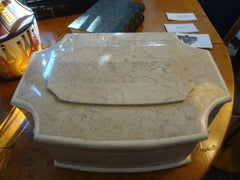 Vintage Karl Springer Style Tessellated Travertine Box