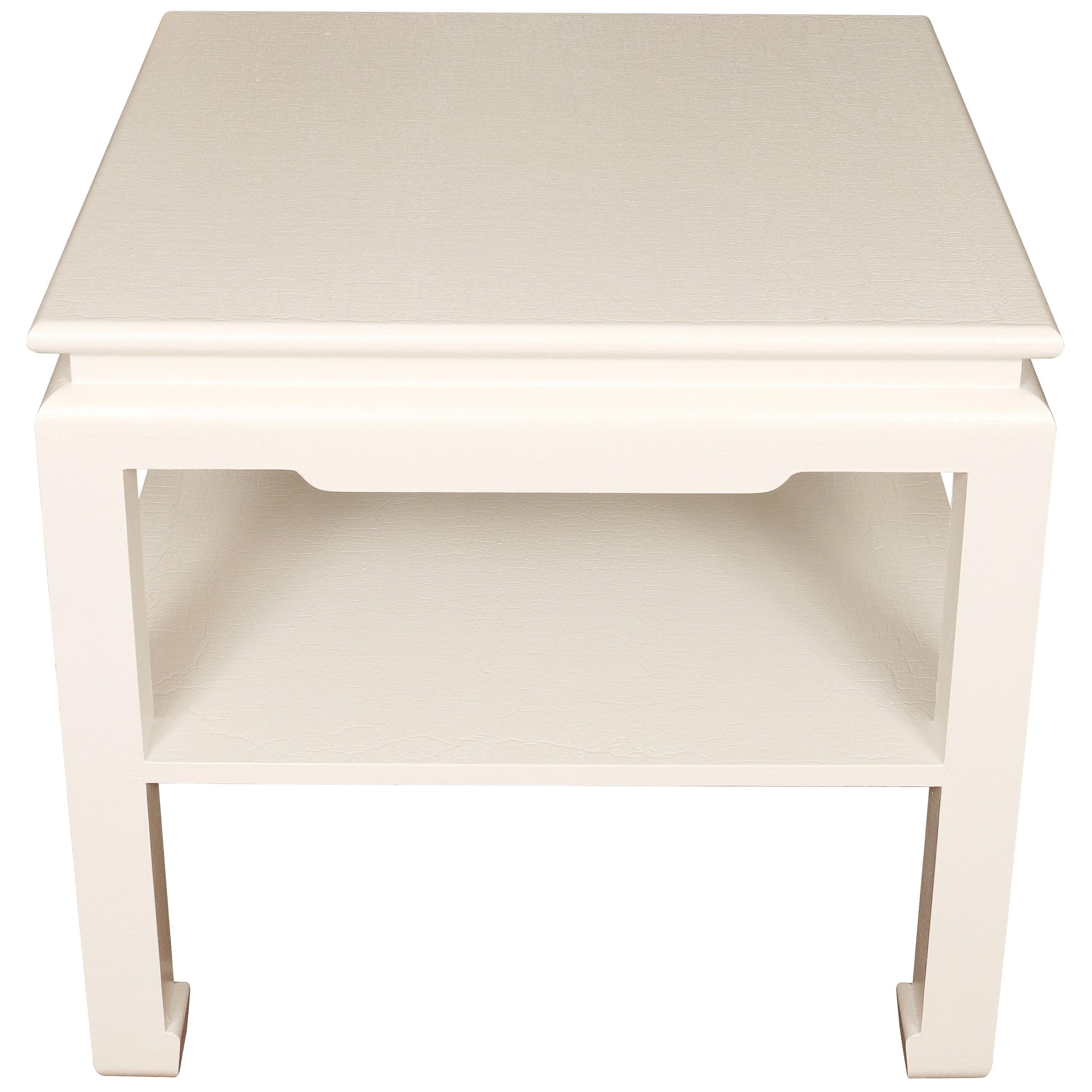 Vintage Karl Springer Style White Two-Tiered Side Table