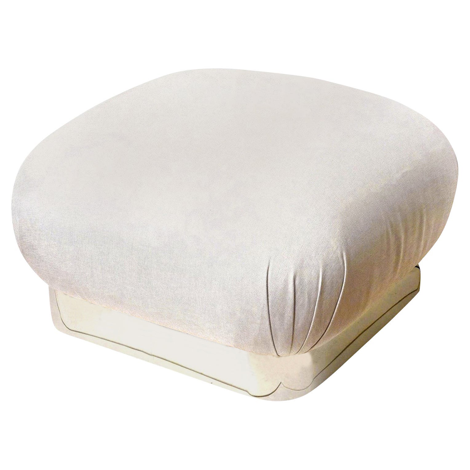 Vintage Karl Springer Großer Edelstahl und gepolsterter Souffle Pouf Ottoman