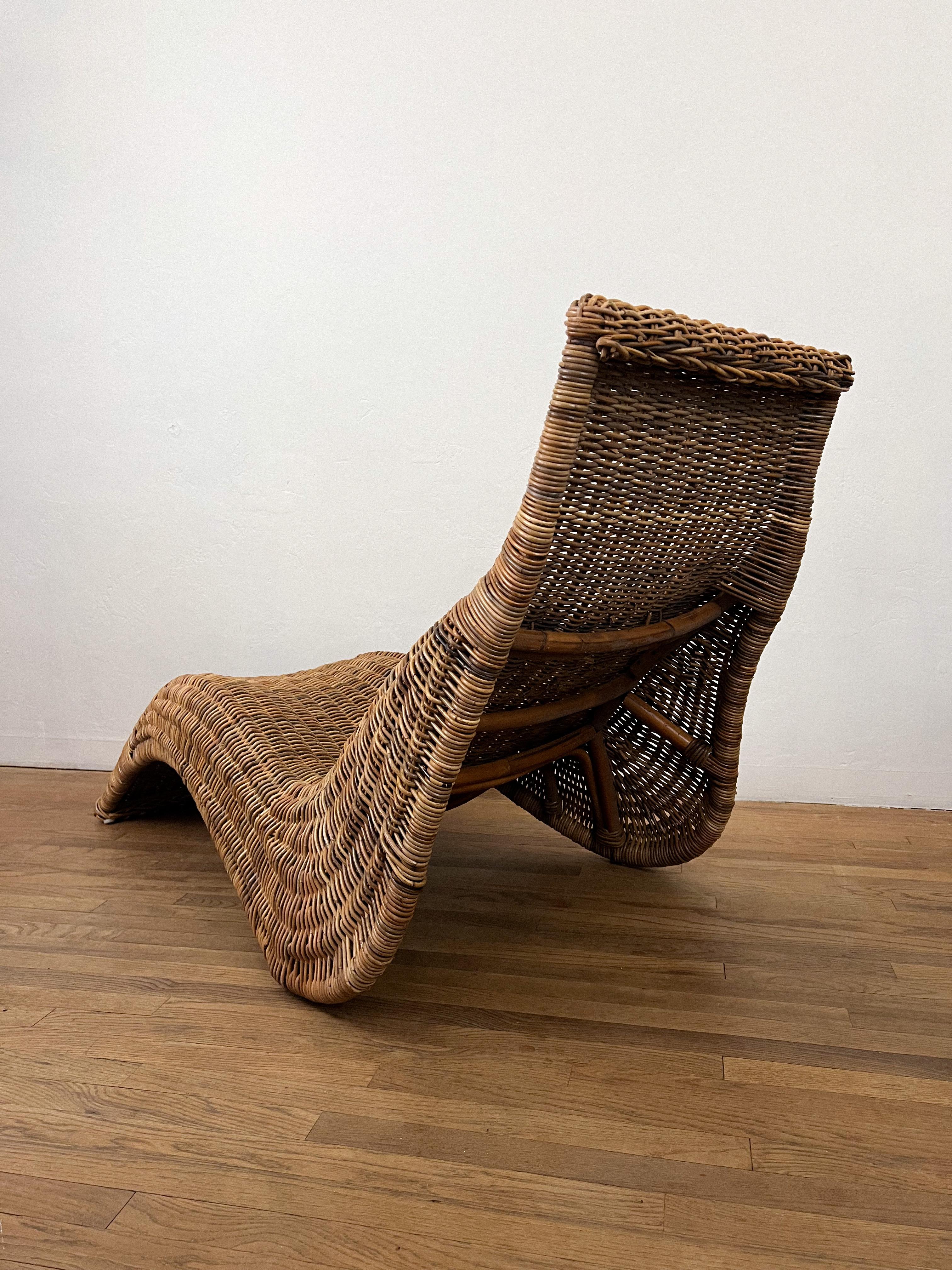 Swedish Vintage “Karlskrona” Wicker Lounge Chair by Carl Öjerstam For Sale