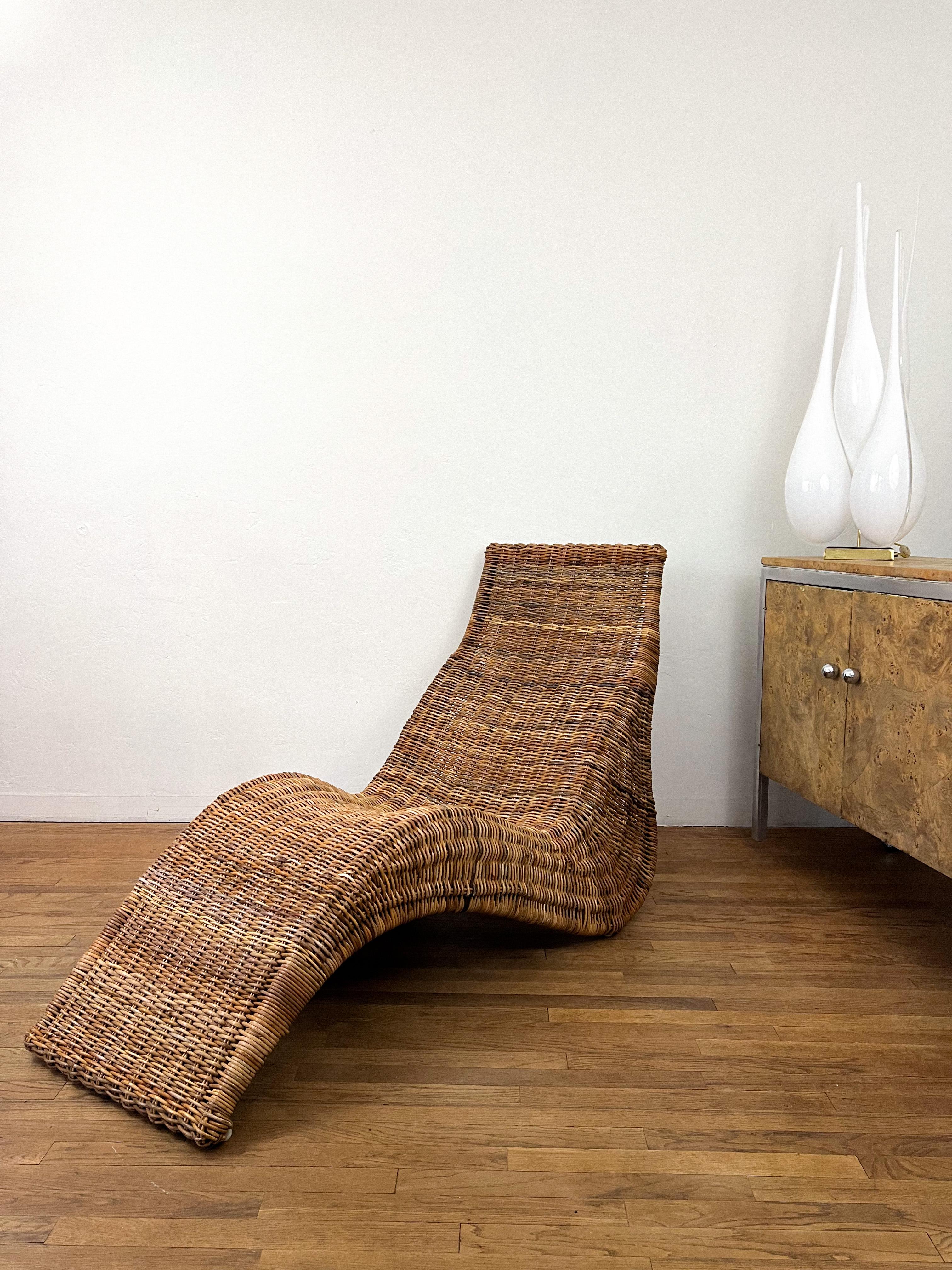 Vintage “Karlskrona” Wicker Lounge Chair by Carl Öjerstam In Good Condition In La Mesa, CA