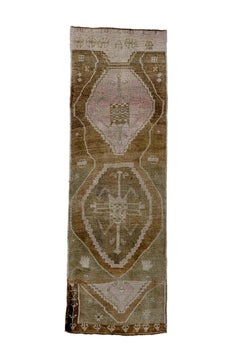 Vintage Kars Riug with Brown Field and Irregular Shapes