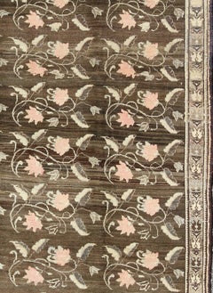 Vintage Kars Rug from Eastern Turkey with Rose Design Brown, Green, and Pink