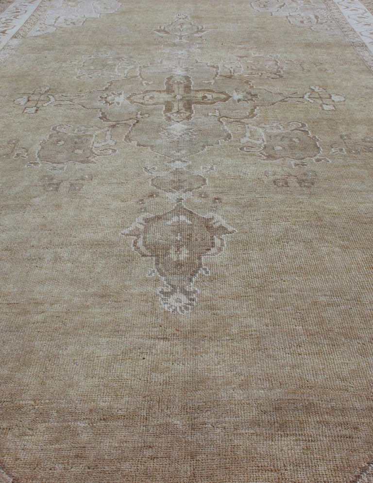 Vintage Turkish Kars Gallery Rug With Earthy Color Palette and Ivory ...