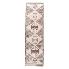 Vintage Kars Rug with Bitonal Triangles in Shades of Brown