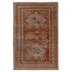 Vintage Kars Rug with Brick Red Field and Diamond Designs