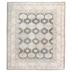 Vintage Kars Rug with Charcoal Field a Chevron Border