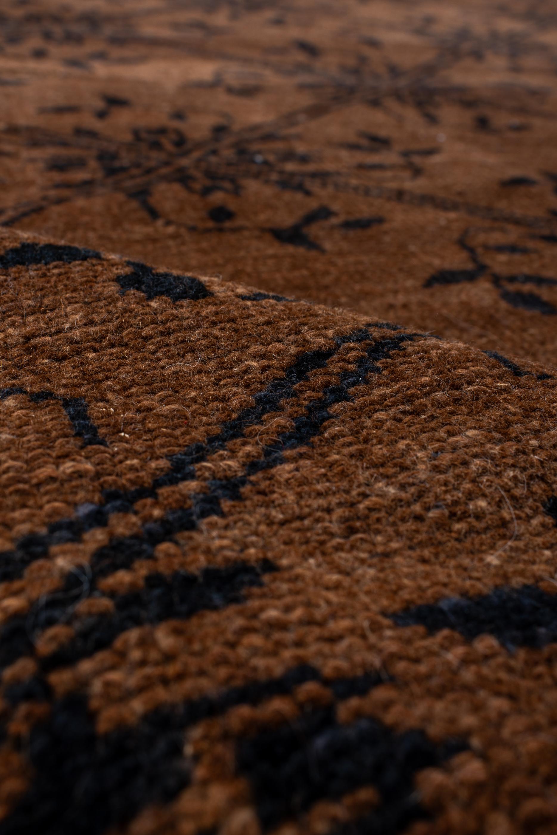 Wool Vintage Kars Rug with Dark Field and Black Details