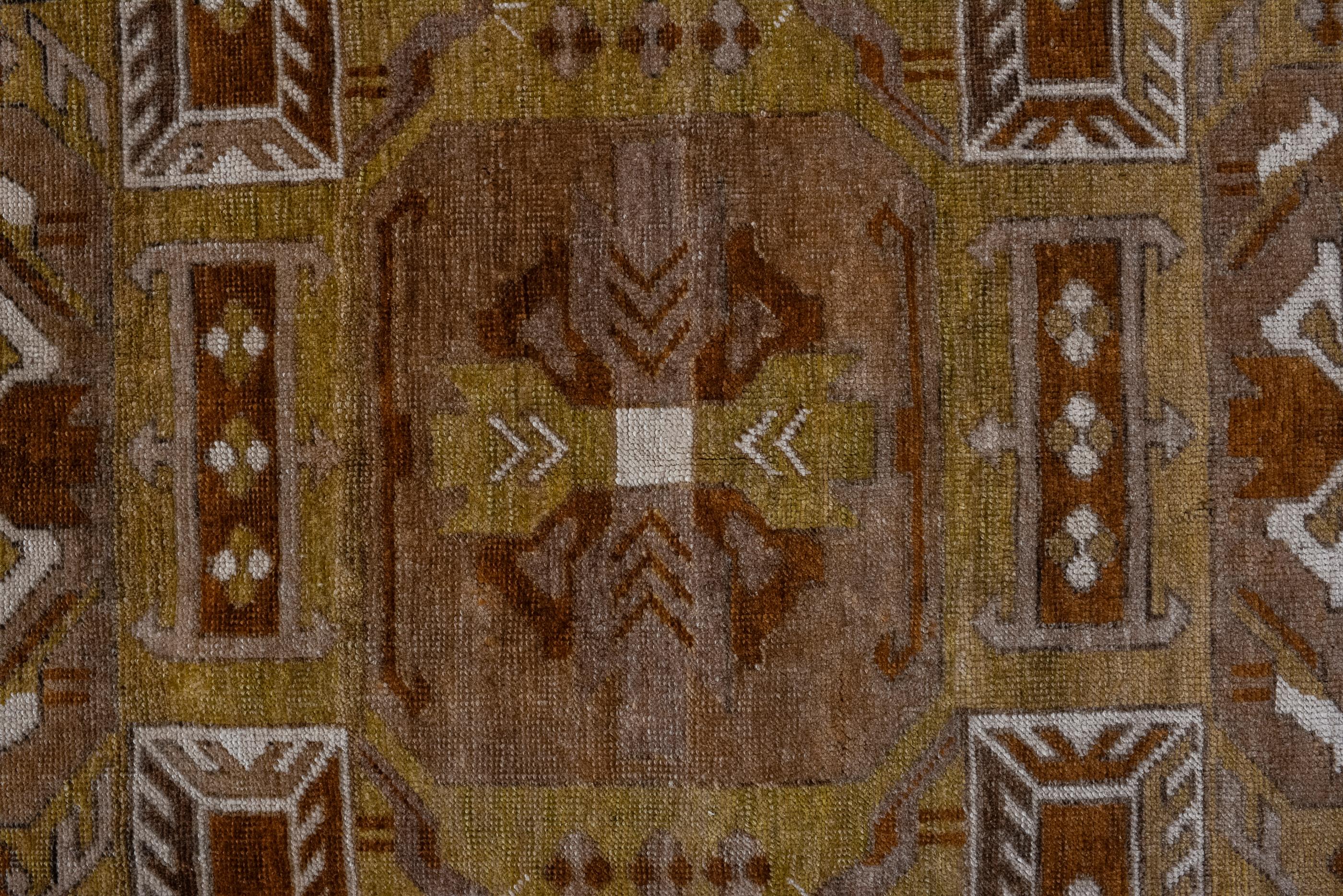 Hand-Knotted Vintage Kars Rug with Dark Green Field and Brown Details