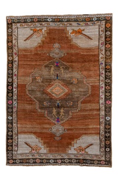 Vintage Kars Rug with Open Field and Floral Border