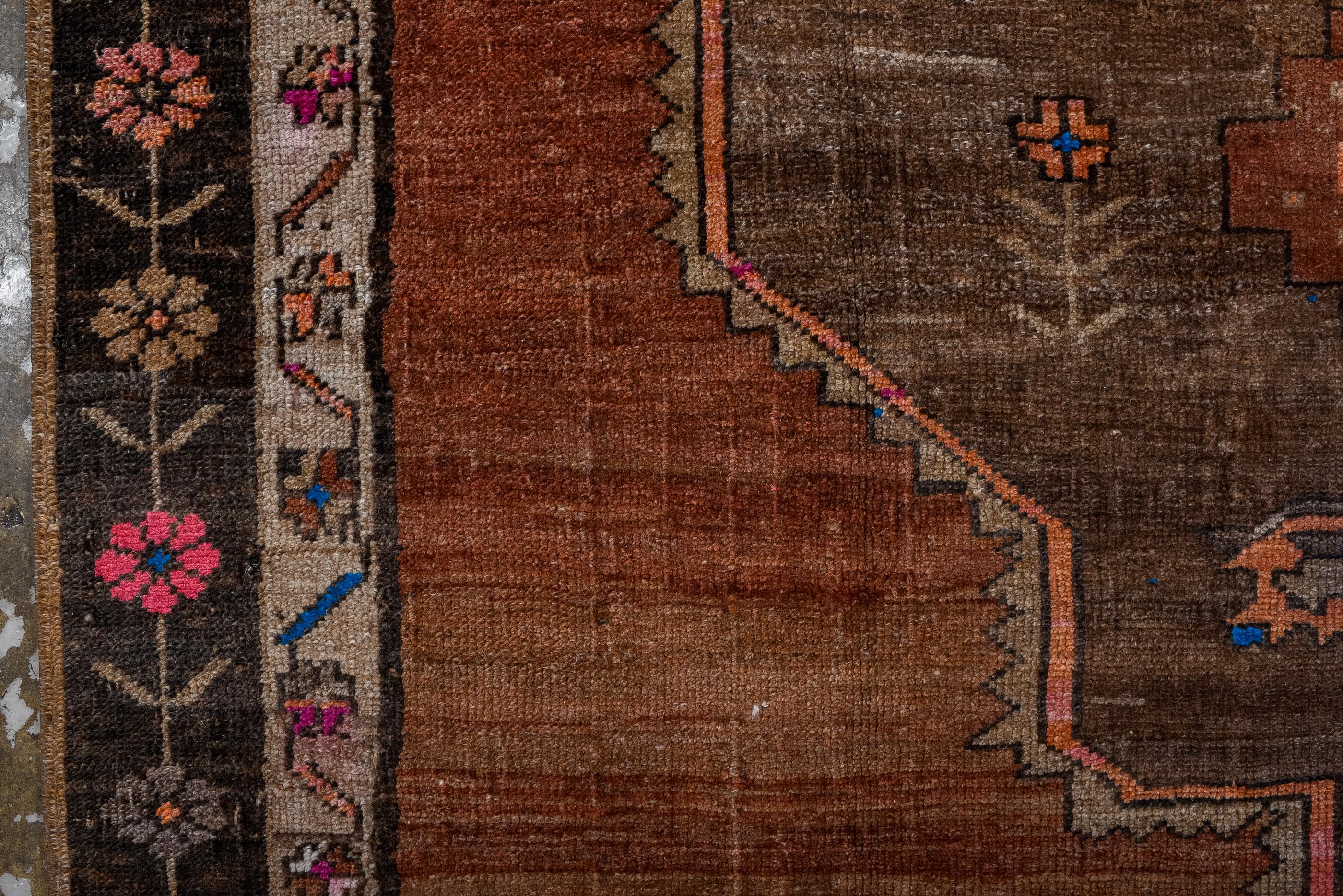 Vintage Kars Rug with Open Field and Floral Border  In Good Condition For Sale In New York, NY