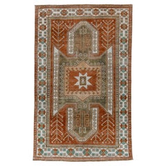 Vintage Kars Rug with Red Field and A Bold Medallion 