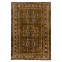 Retro Kars Rug with Rich Red Field and Three Medallions