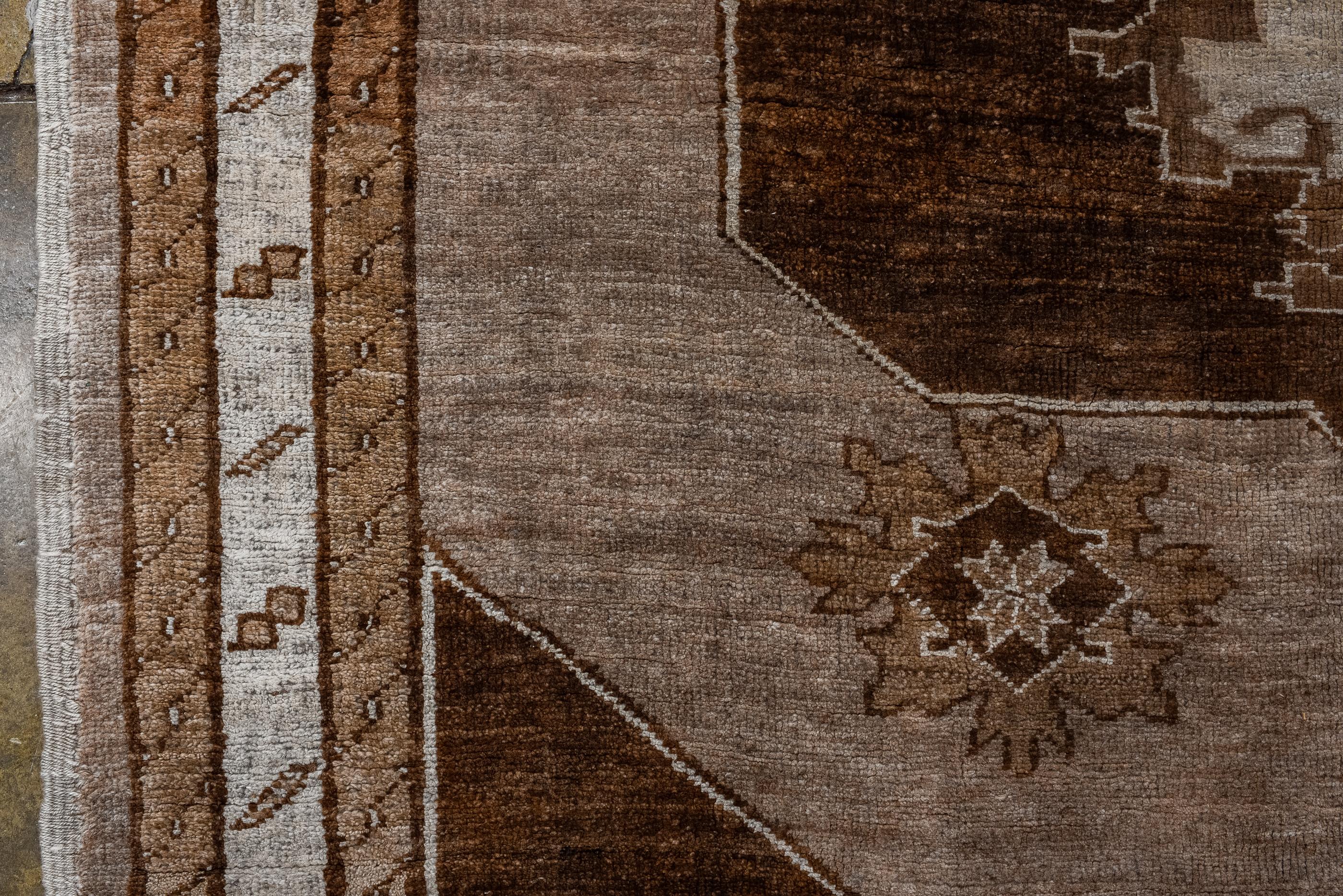 Vintage Kars Rug with Shades of Brown and Chocolate Brown Center Medallion In Good Condition For Sale In New York, NY