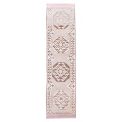 Vintage Kars Runner with Straw Field and Pink Striped Border