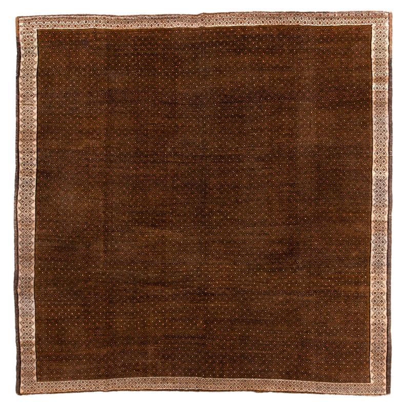 Vintage Kars Square Carpet with Dark Red Field