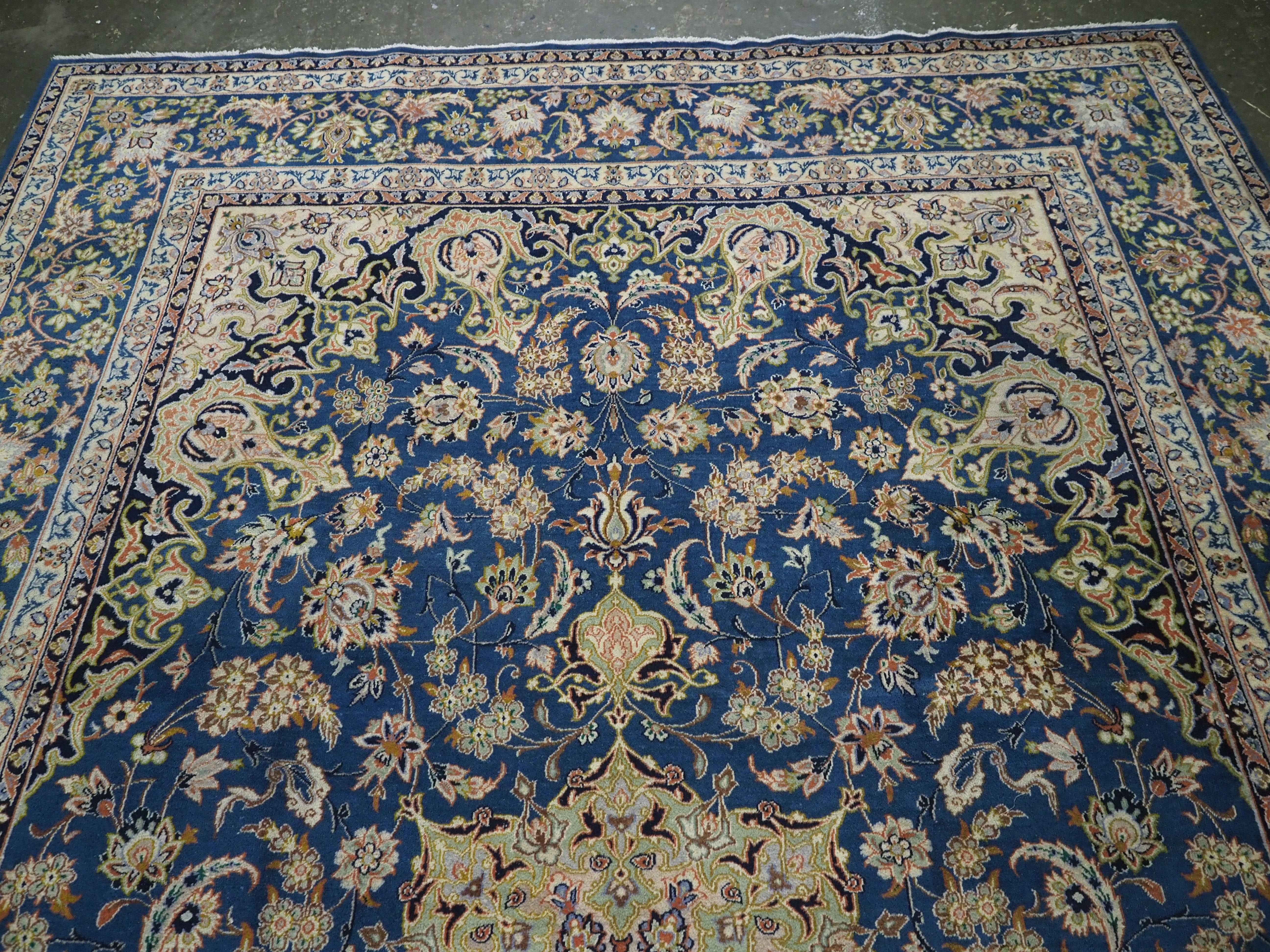 Asian Vintage  Kashan carpet of traditional  design in a large room size. For Sale