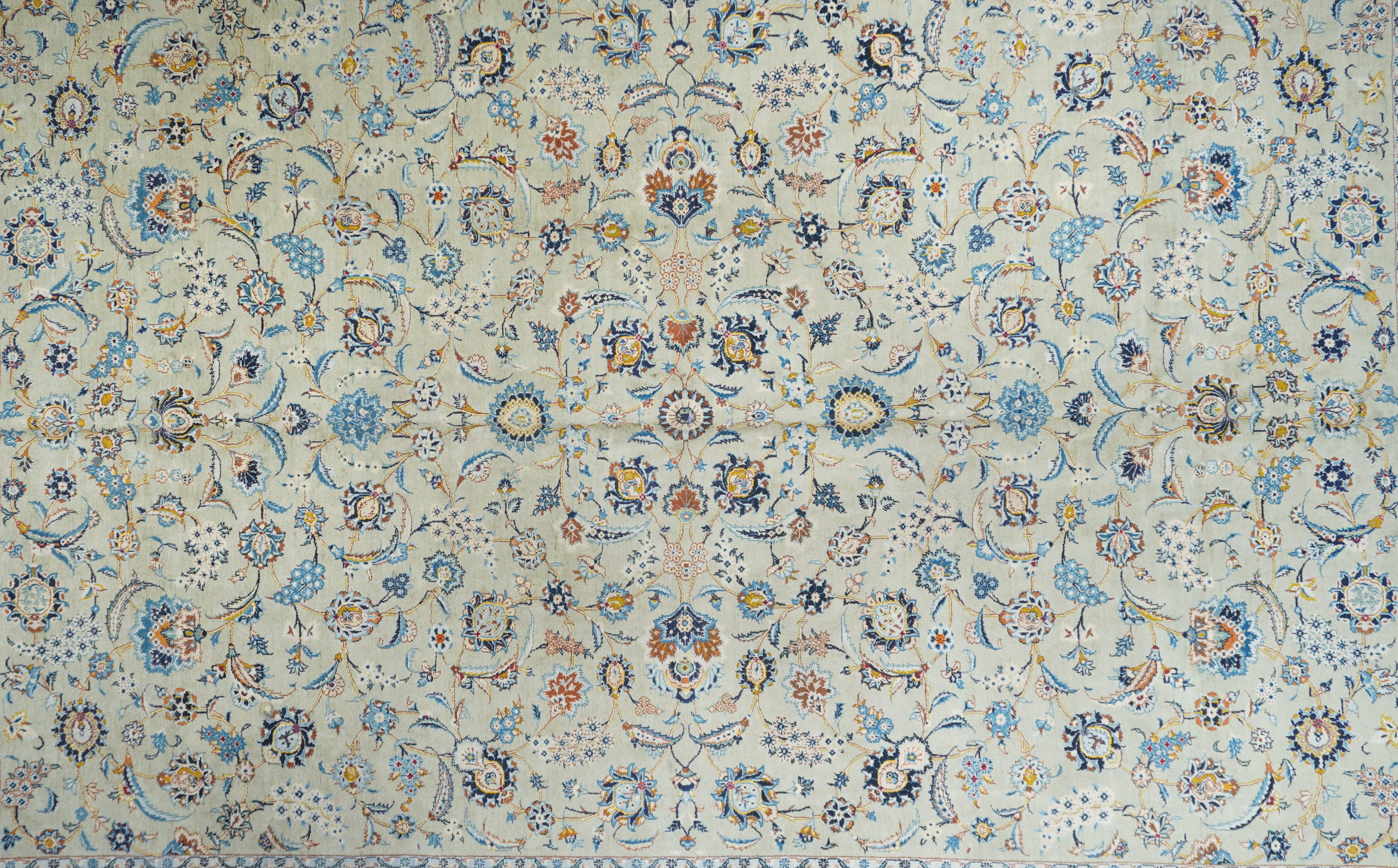 Kashan-Teppich im Vintage-Stil 10'8'' x 15'3'' (Persisch) im Angebot