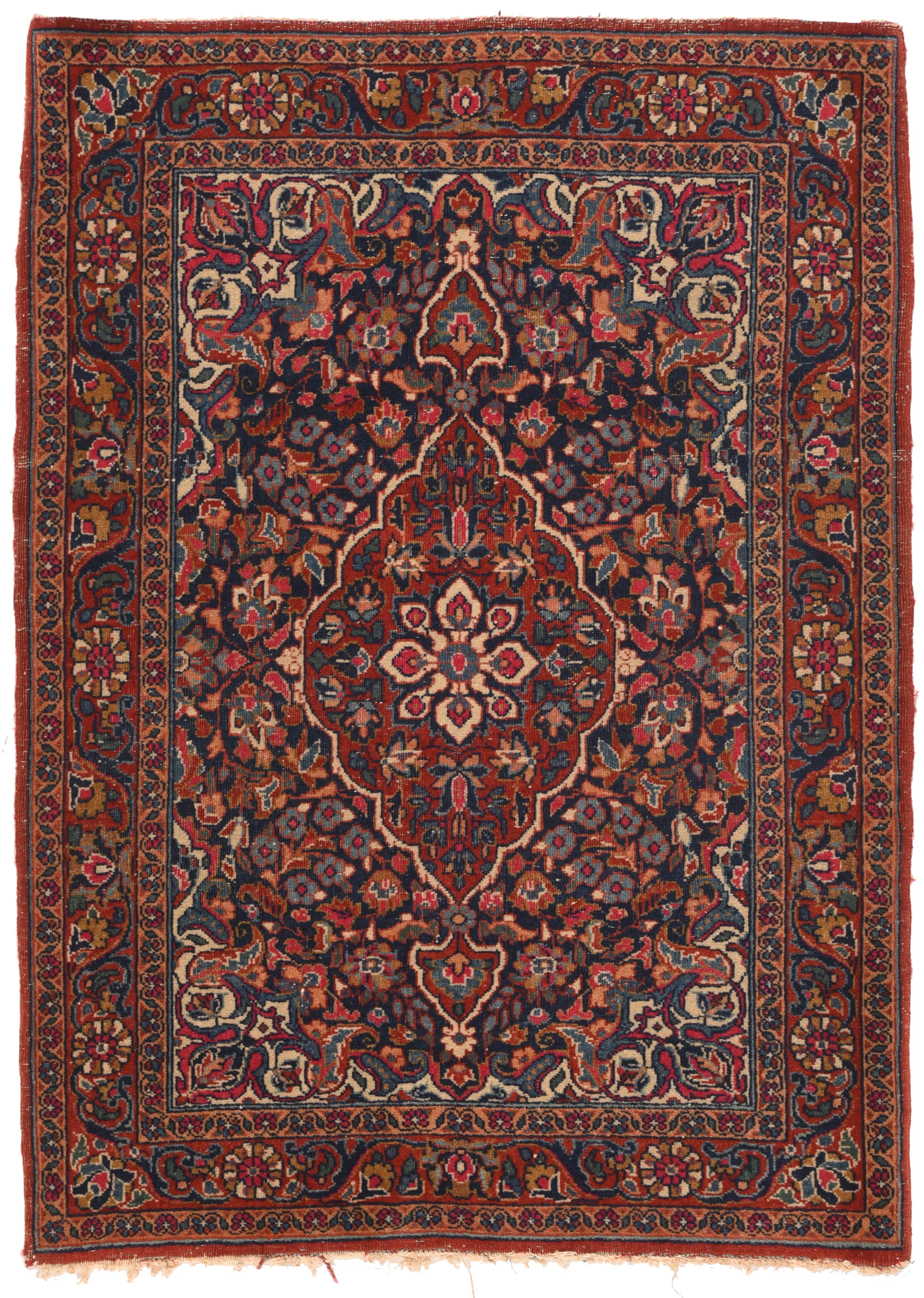 Mid-20th Century Vintage Persian Kashan Rug 2'2'' x 2'11'' For Sale