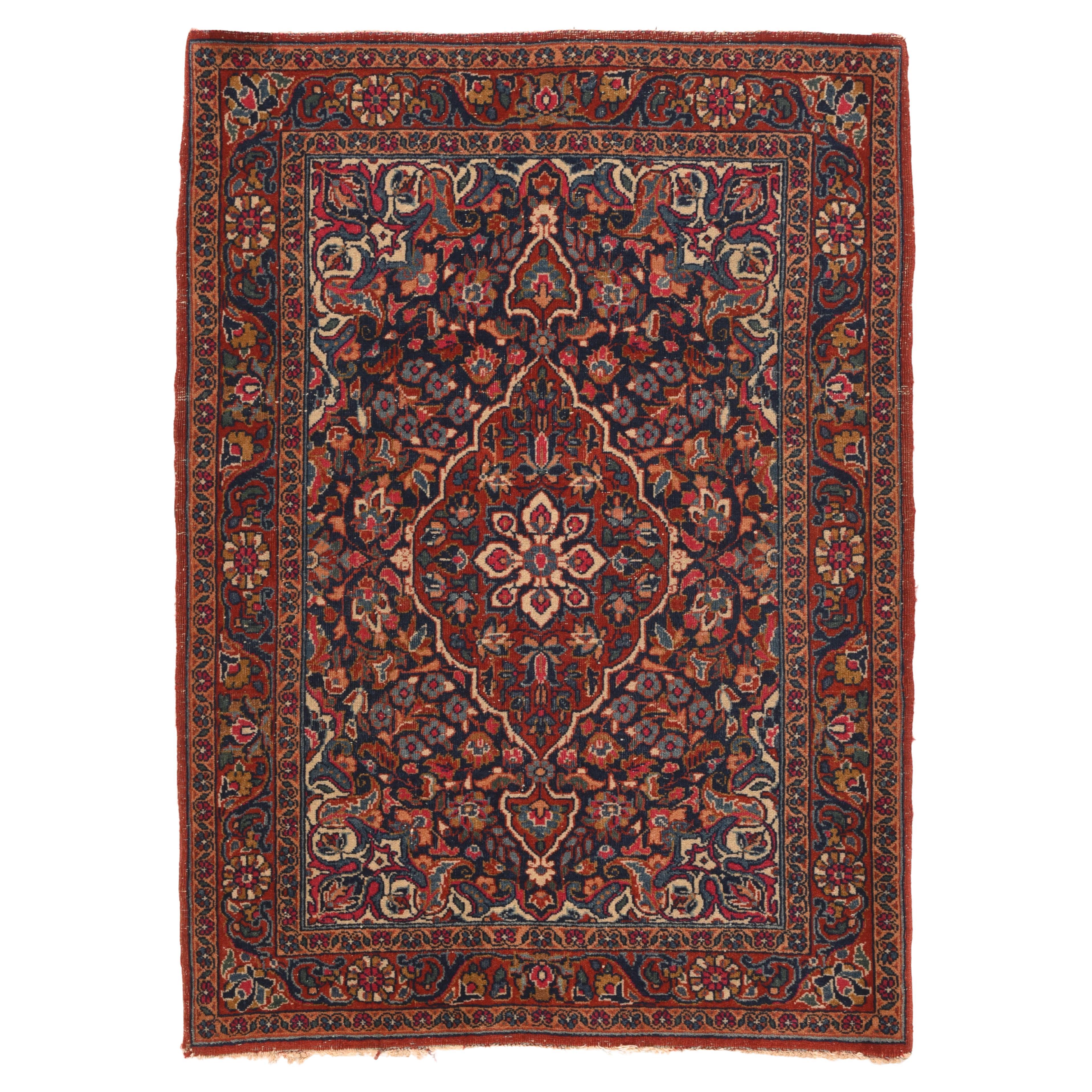Persischer Kashan-Teppich im Vintage-Stil 2'2'' x 2'11''