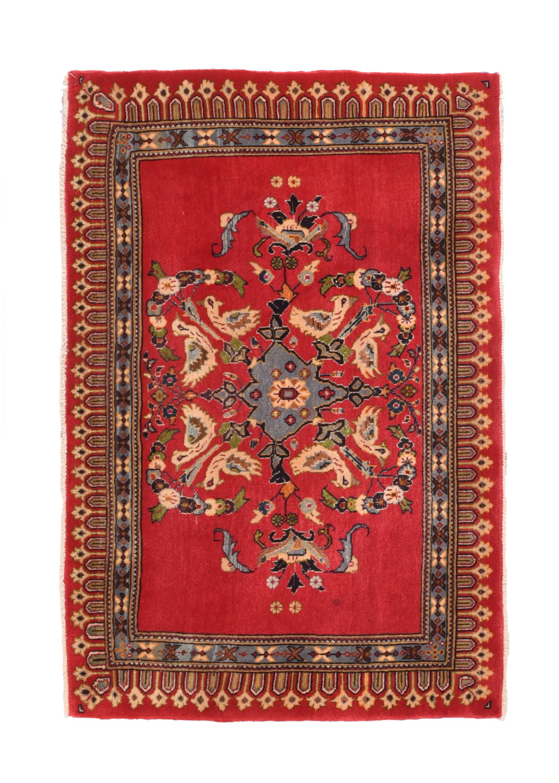 Persischer Kashan-Teppich im Vintage-Stil 2'2'' x 3'2'' im Zustand „Gut“ im Angebot in New York, NY