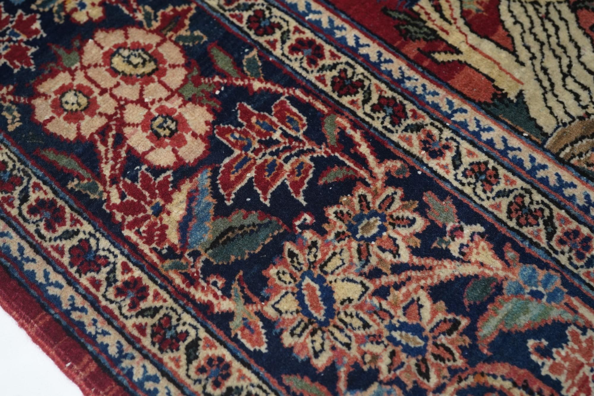 Persischer Kashan-Teppich im Vintage-Stil, 4'4'' x 6'6'' (Mitte des 20. Jahrhunderts) im Angebot