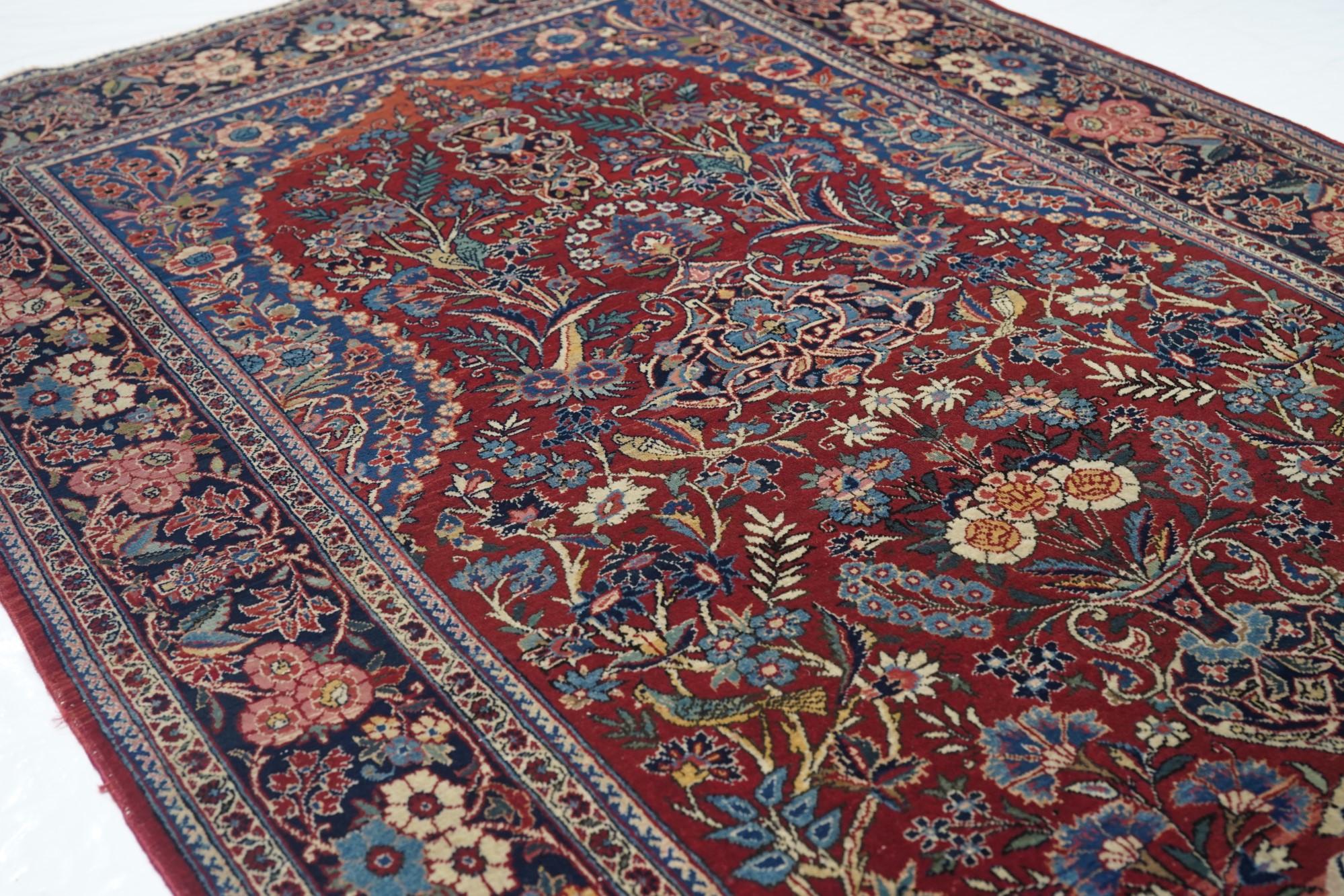 Persischer Kashan-Teppich im Vintage-Stil, 4'4'' x 6'6'' im Angebot 1