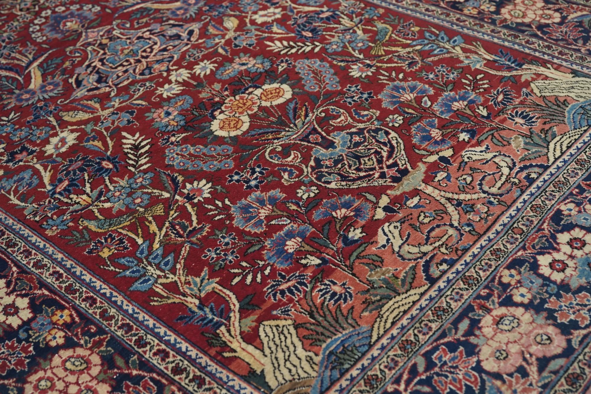 Persischer Kashan-Teppich im Vintage-Stil, 4'4'' x 6'6'' im Angebot 2