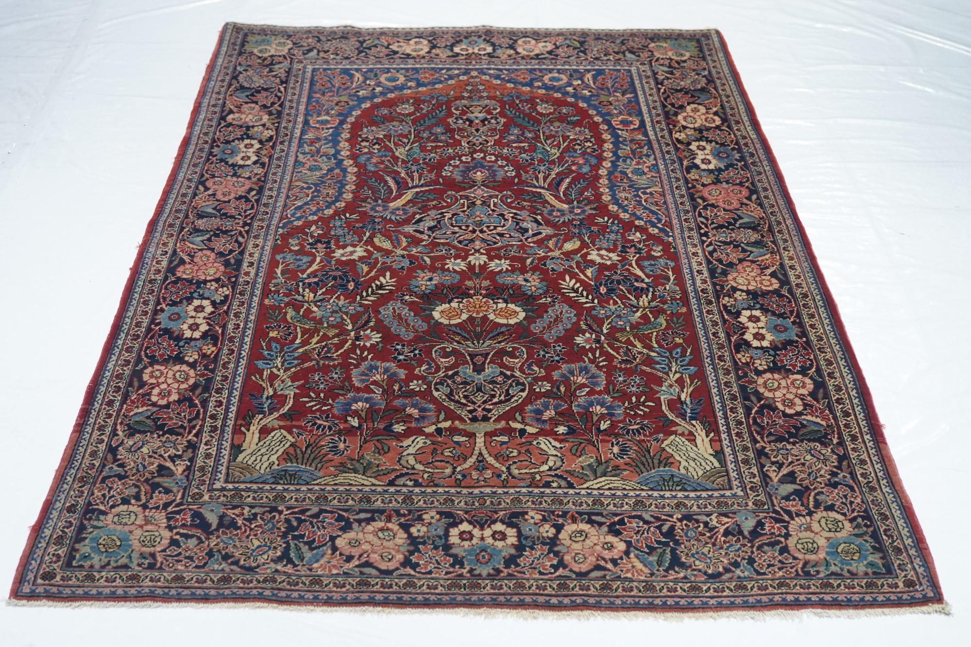 Persischer Kashan-Teppich im Vintage-Stil, 4'4'' x 6'6'' im Angebot 3