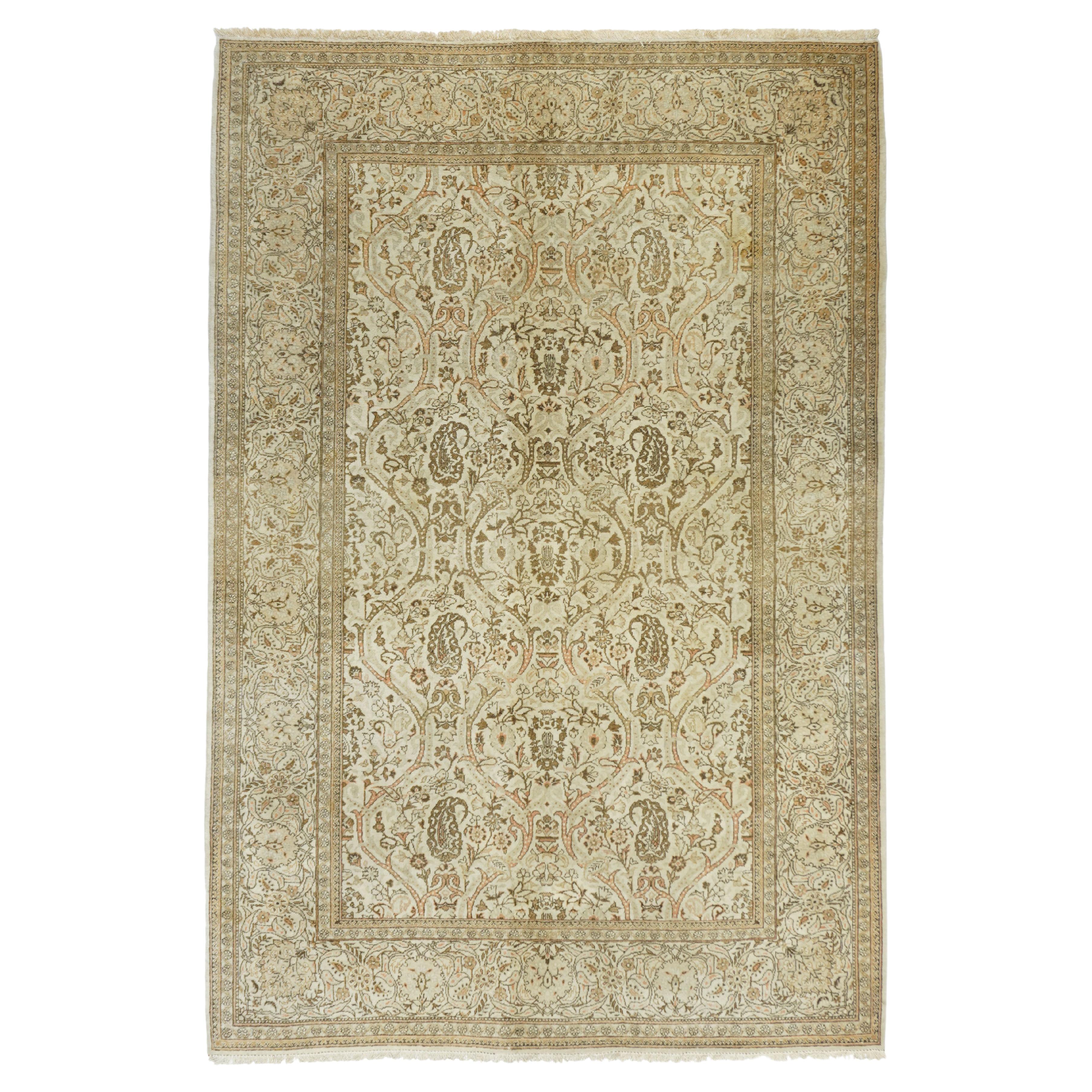 Persischer Kashan-Teppich im Vintage-Stil, 4'4'' x 6'9'' im Angebot