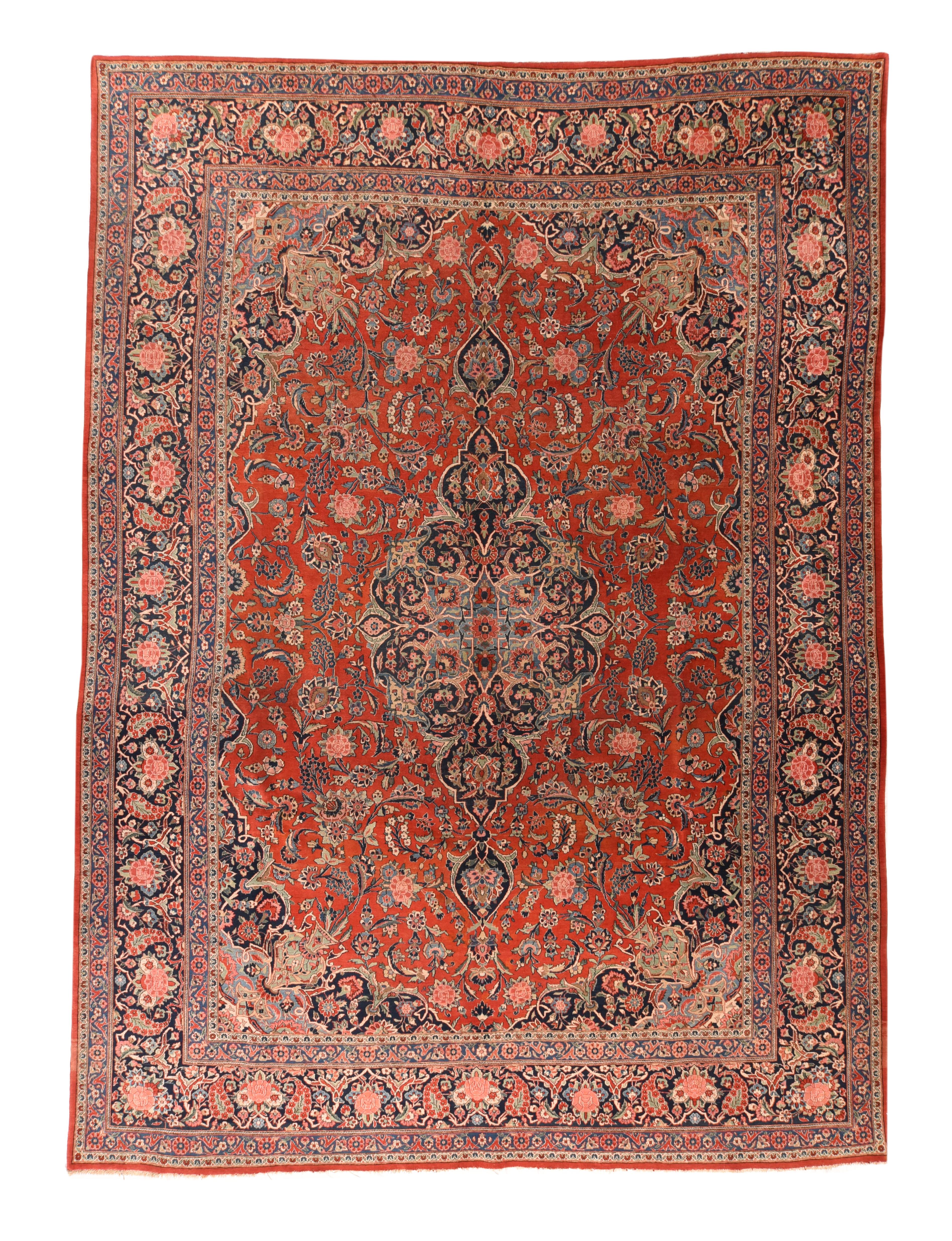 Vintage Persian Kashan Rug 8'10'' x 12'2'' In Good Condition For Sale In New York, NY