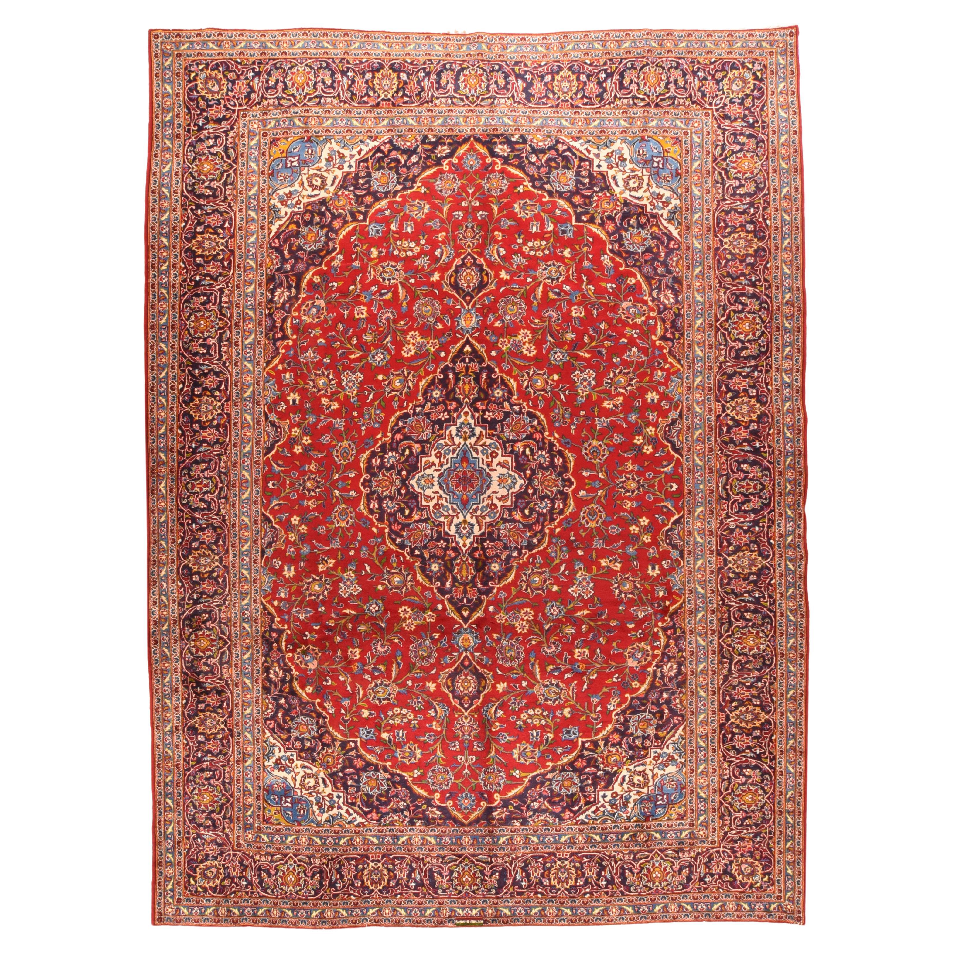 Persischer Kashan-Teppich im Vintage-Stil 9'11'' x 14'3''