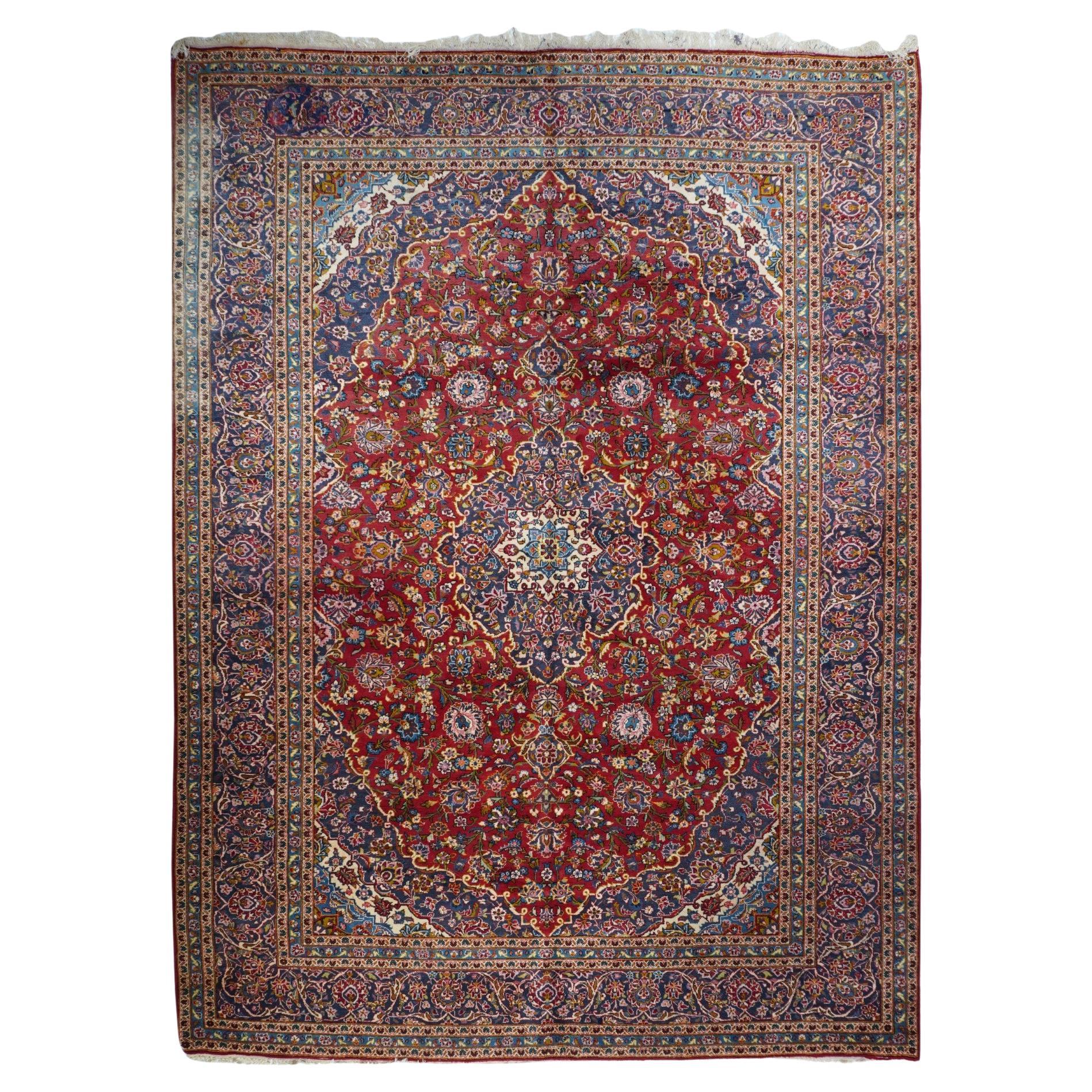 Kashan-Teppich 9'8'' x 13'5'' im Vintage-Stil