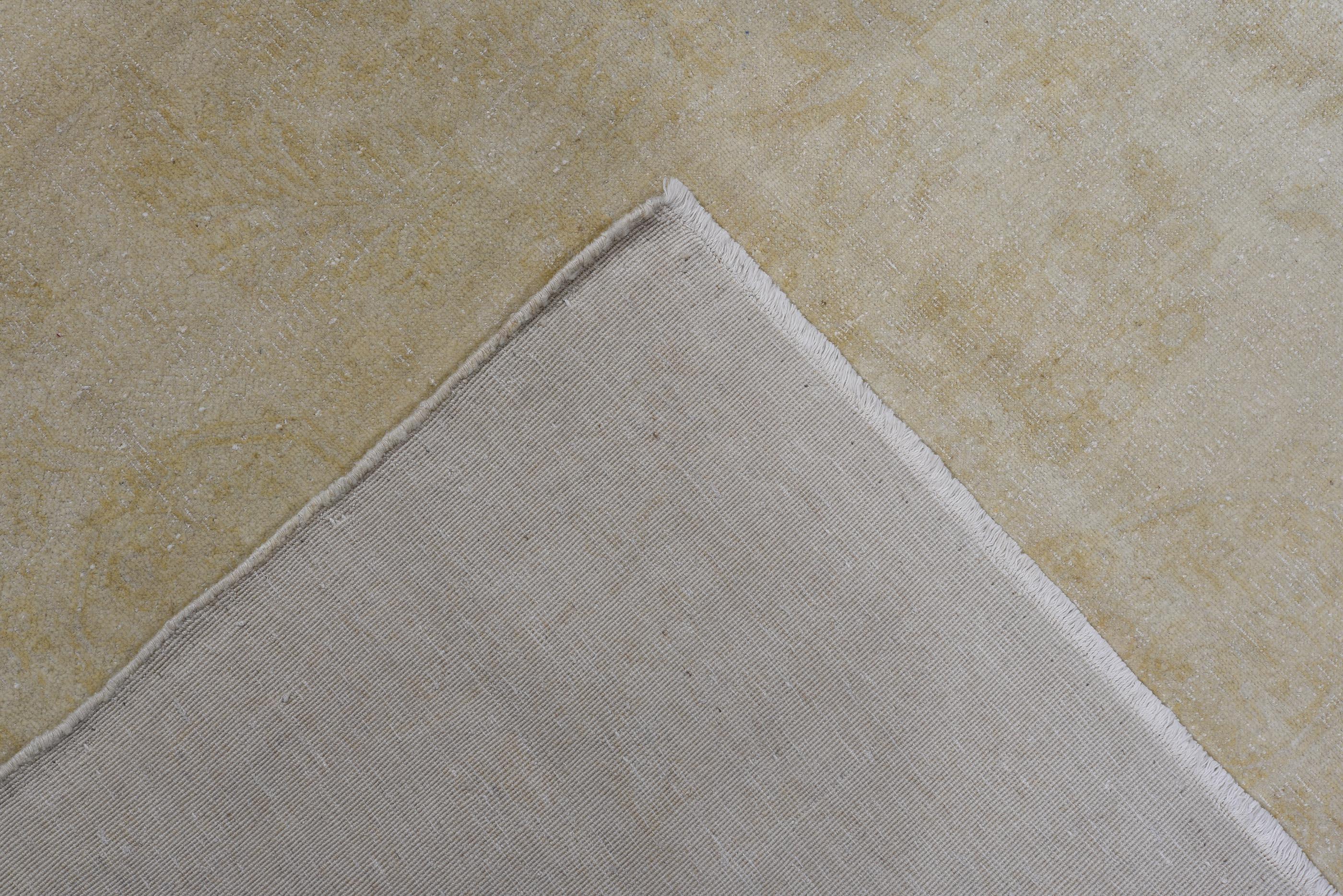 Tapis Vintage Kashan Médaillon Ivoire délavé Bon état - En vente à New York, NY