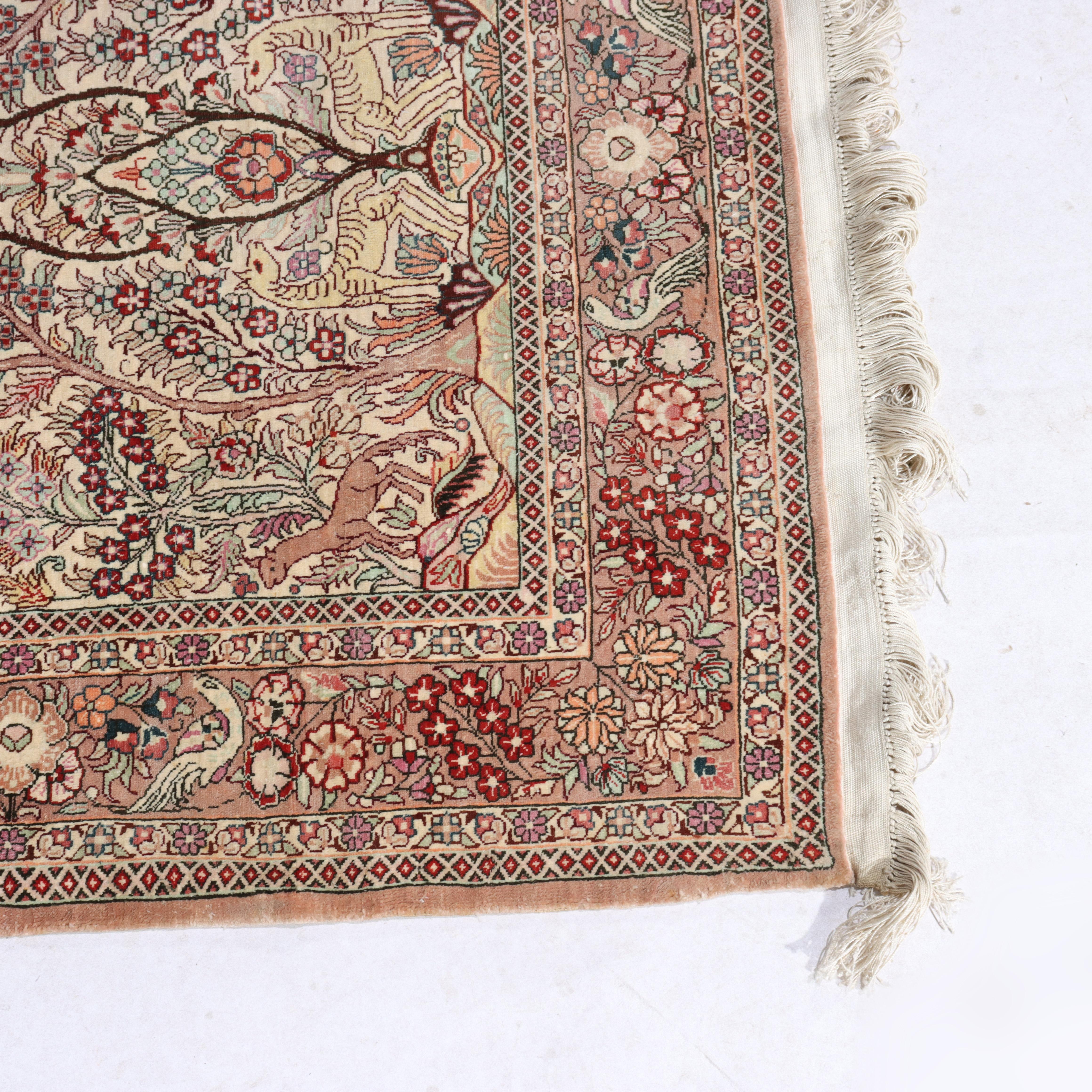 Tappeto vintage in seta Kashan C1930 (54