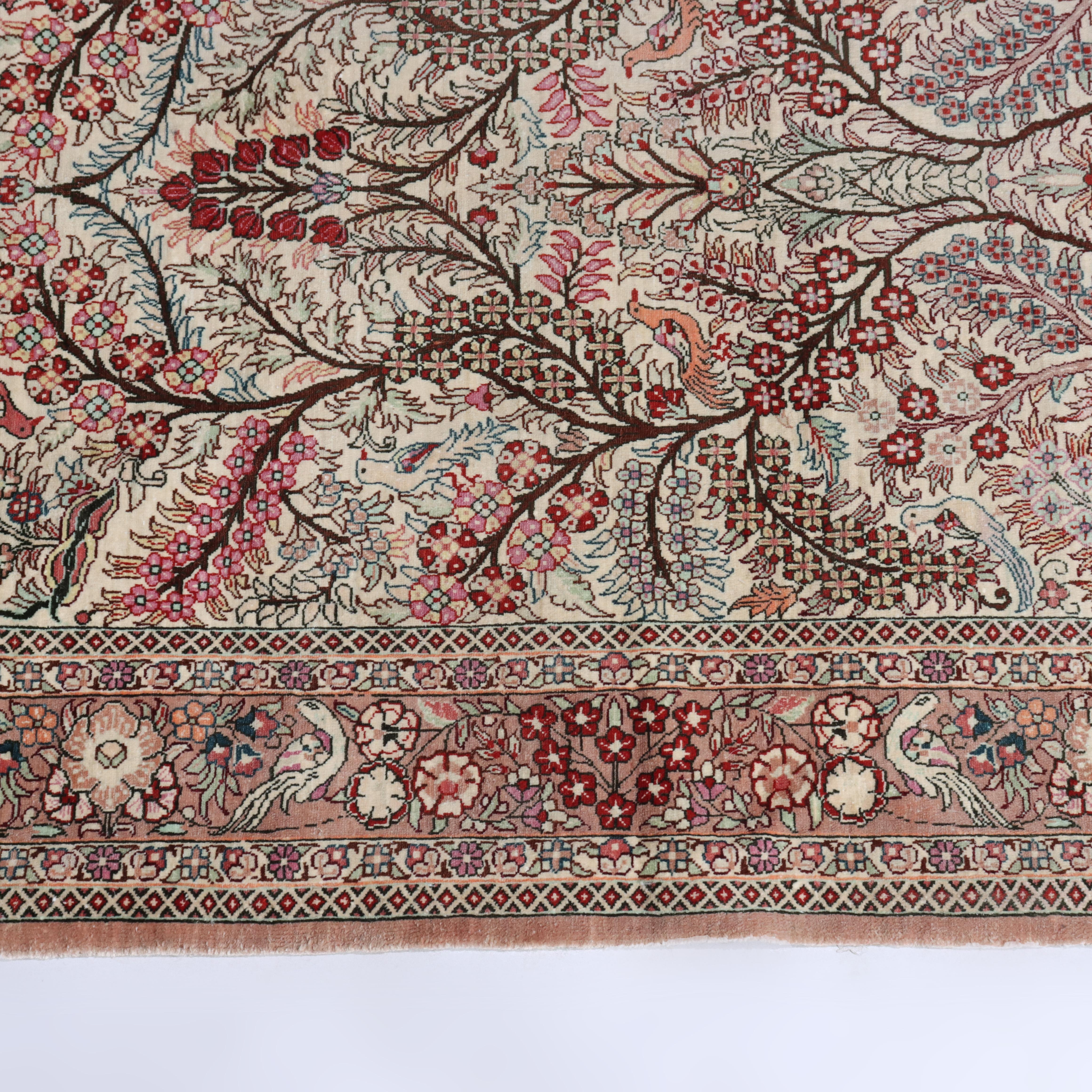 Tappeto vintage in seta Kashan C1930 In condizioni buone in vendita a Big Flats, NY