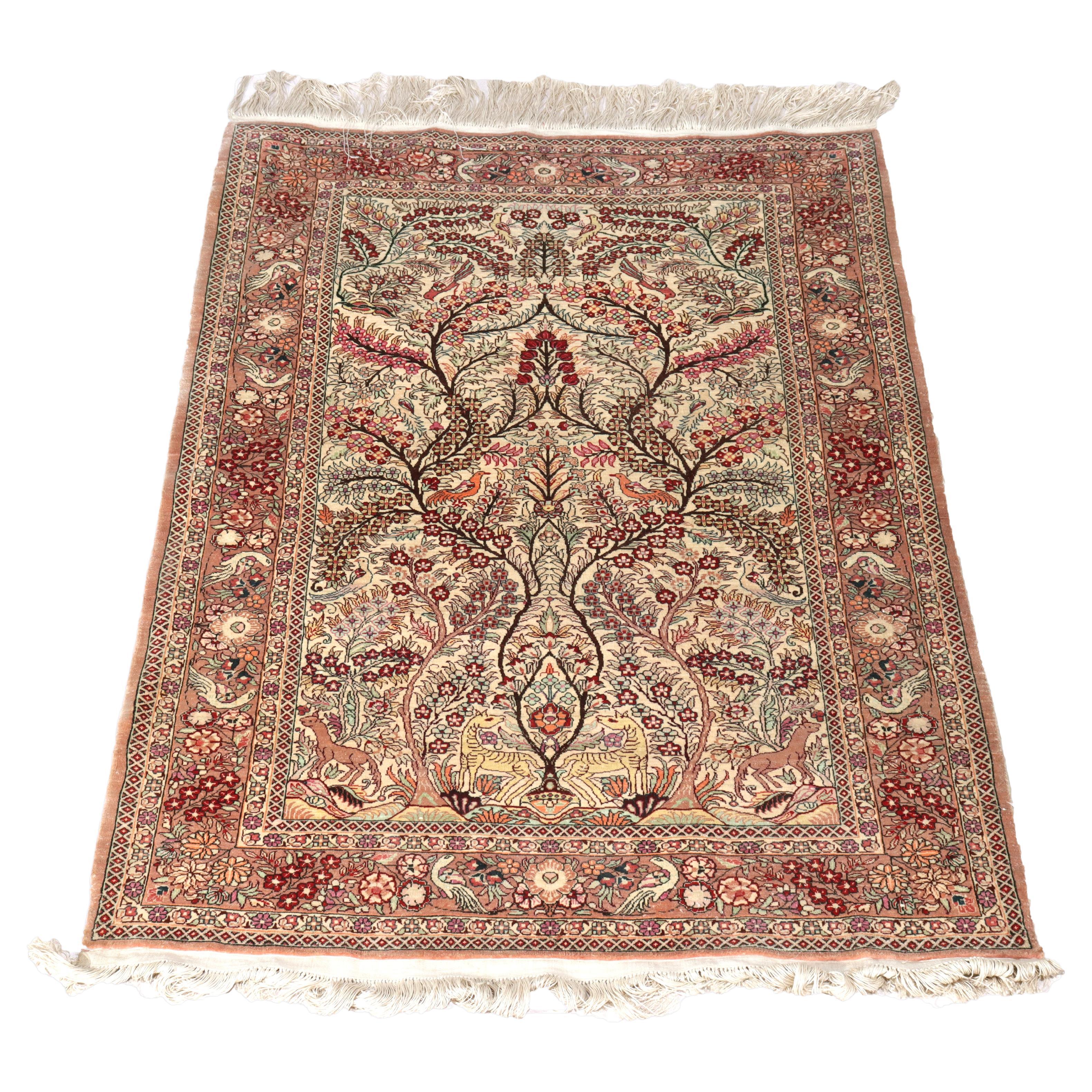 Tappeto vintage in seta Kashan C1930 in vendita