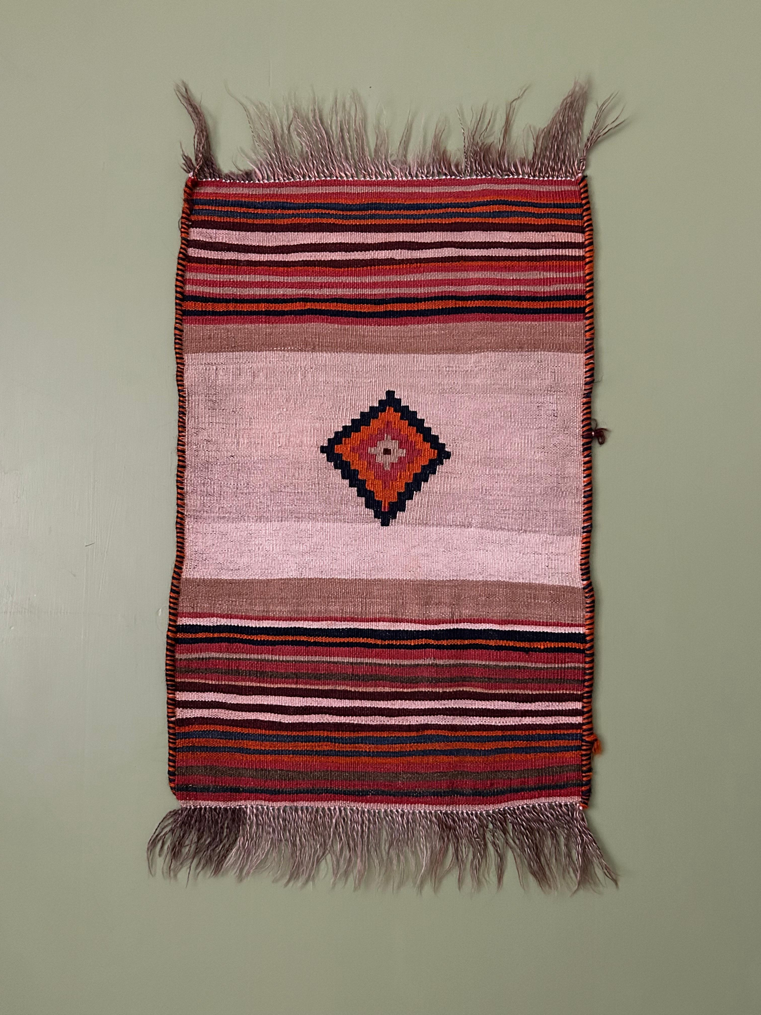Unknown Vintage Kashgai Rug with Stripes in Red and Earthtones, West Asia, 20th Century