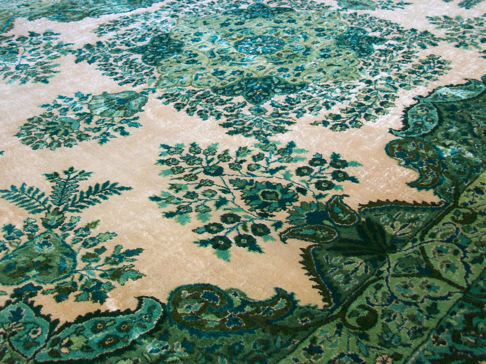 Vintage Kashmir-Teppich aus Kaschmir mit handgewebtem Seidenflor, Mitte des 20. Jahrhunderts im Angebot 2
