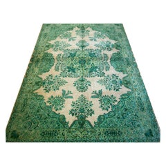 Tappeto vintage del Kashmir con vello di seta intrecciato a mano, metà del XX secolo