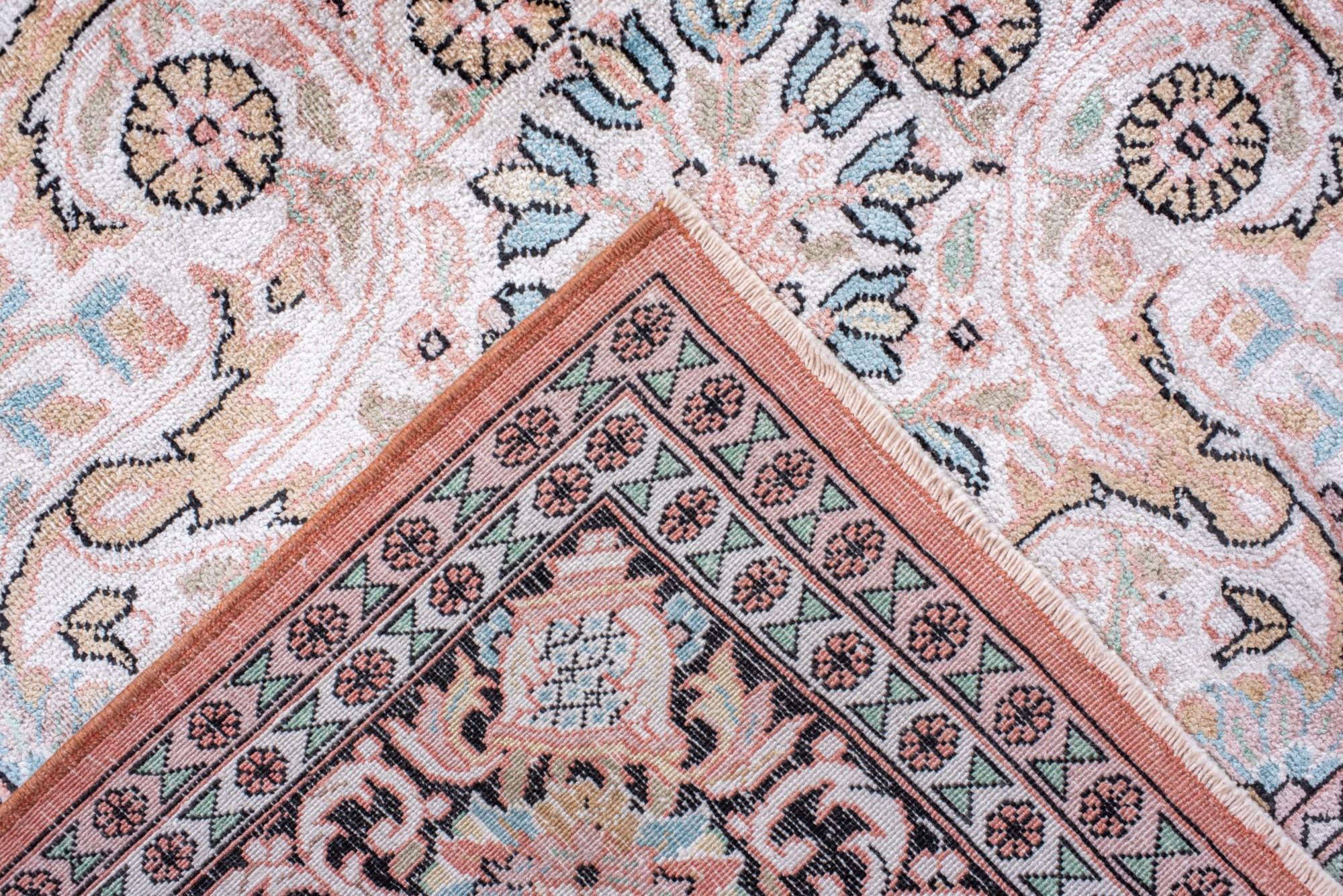 Mid-20th Century Vintage Kashmir Silk Carpet with a Round Medallion For Sale
