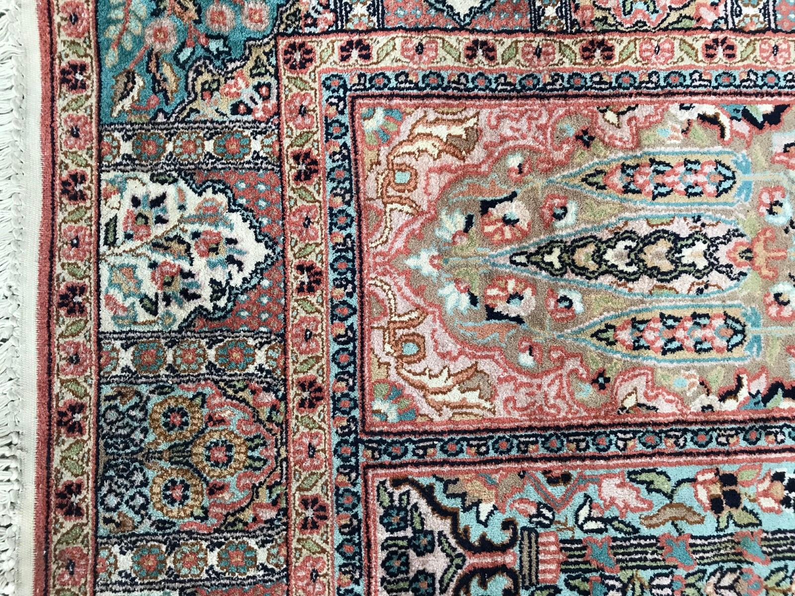 Hand-Knotted Vintage Kashmir Silk Rug