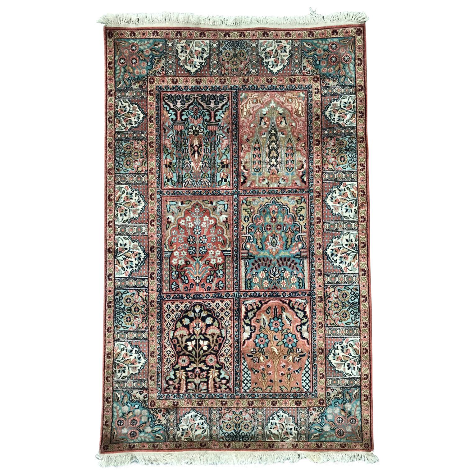 Vintage Kashmir Silk Rug